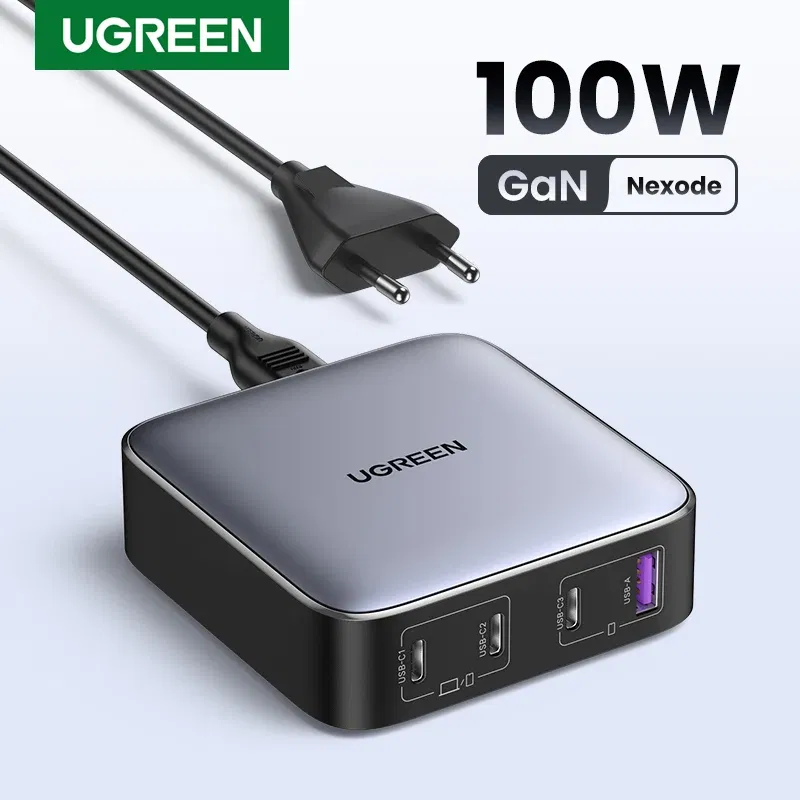 Plug Type: EU, Ships From: CHINA - UGREEN 100W GaN Charger Desktop Laptop Fast Charger 4 in 1 Adapter For iPhone 15 14 13 12 Pro Max Phone Charger Xiaomi Samsung