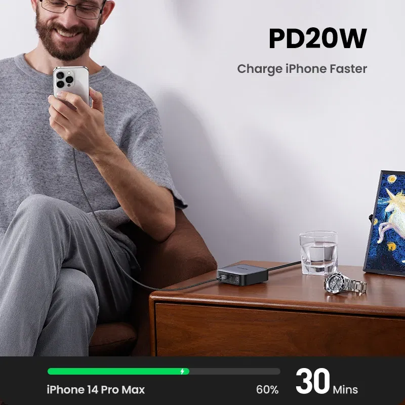 Plug Type: EU, Ships From: CHINA - UGREEN 100W GaN Charger Desktop Laptop Fast Charger 4 in 1 Adapter For iPhone 15 14 13 12 Pro Max Phone Charger Xiaomi Samsung