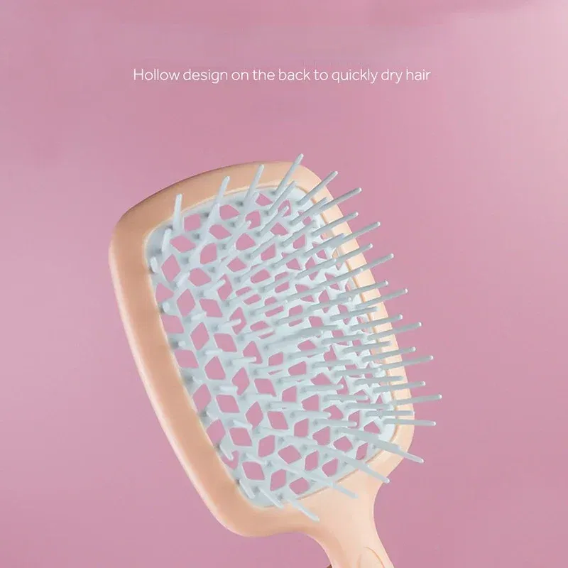 Color: PURPLE - Scalp Massage Combs for Women Salon Hair Brush Air Cushion Combs Hair Comb Ponytail Combs Hollowing Out Fashion Hair Accessories