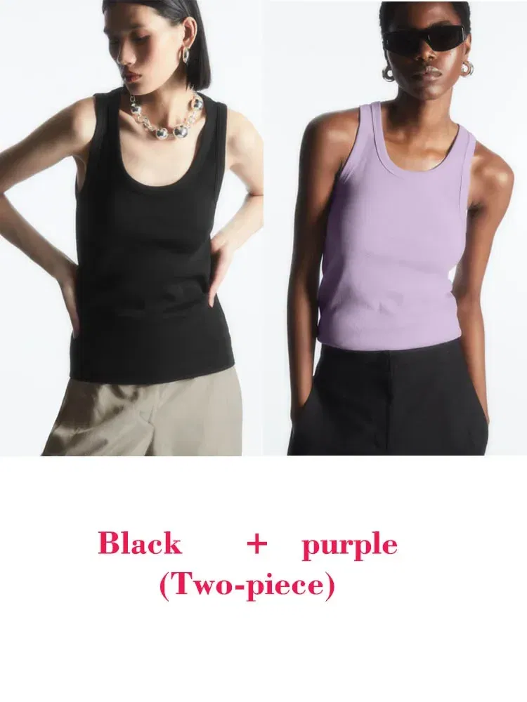 Color: DEEP BLUE, Size: M - Women's Tees Sleeveless 100% Cotton Tops Summer O Neck Tanks & Camis Vest Slim Solid Sexy Crop Tops for Women Fashion
