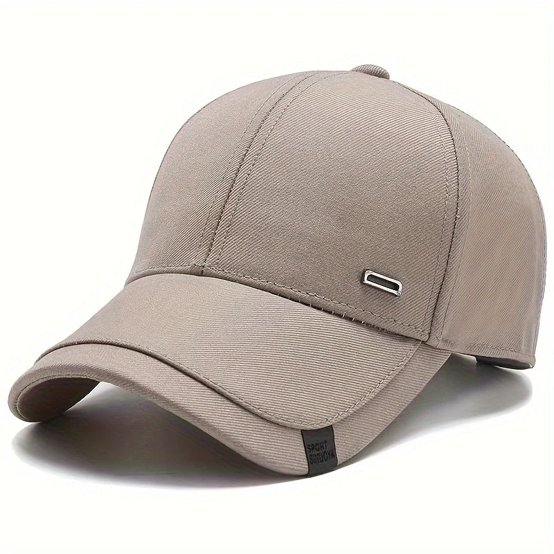 Color: Beige - Unisex Square Silver Buckle Label Baseball Caps Spring Autumn Outdoor Adjustable Casual Hats Sunscreen Hat