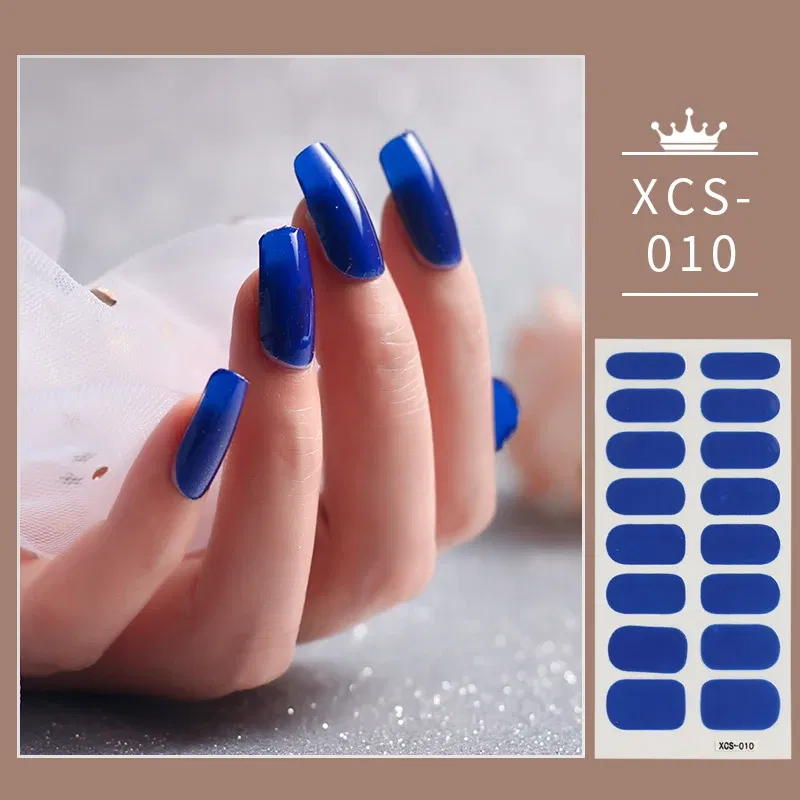 Color: Titanium - 1pc Nail Art Sticker Laser Shiny Sequins Polish Wraps Double Ended Adhesive Strips Fashion Stickers Manicure Decor
