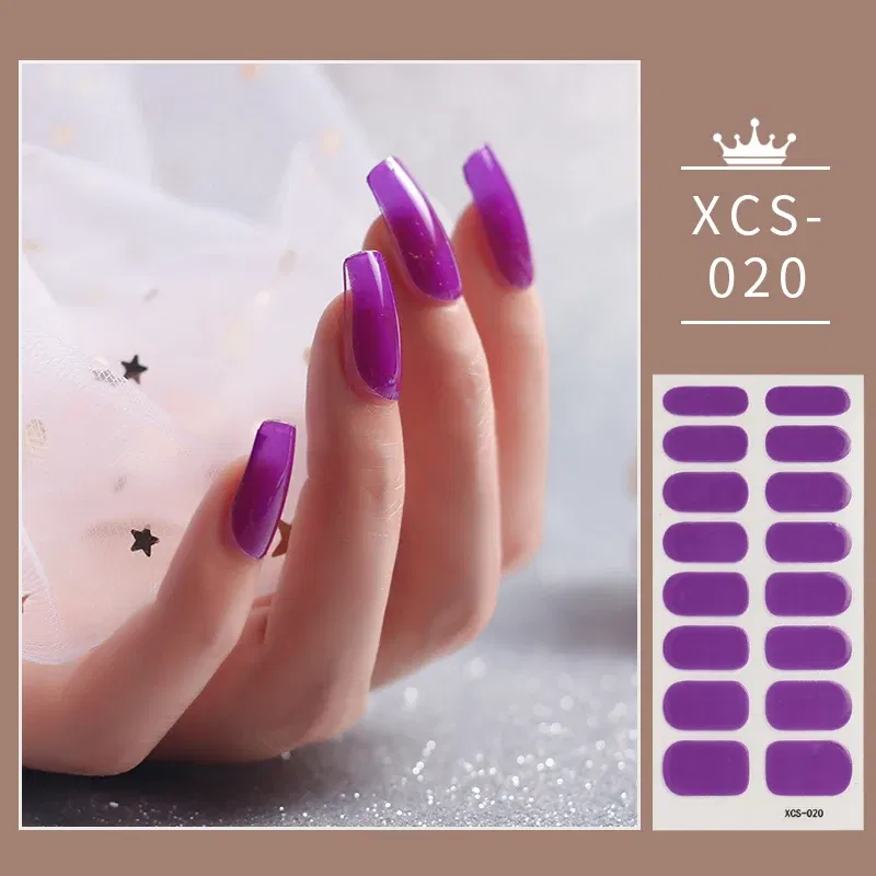 Color: Titanium - 1pc Nail Art Sticker Laser Shiny Sequins Polish Wraps Double Ended Adhesive Strips Fashion Stickers Manicure Decor