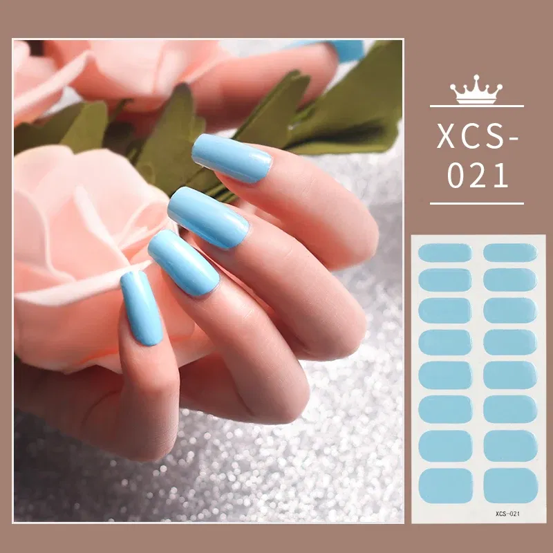 Color: Titanium - 1pc Nail Art Sticker Laser Shiny Sequins Polish Wraps Double Ended Adhesive Strips Fashion Stickers Manicure Decor