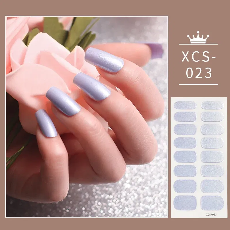 Color: Titanium - 1pc Nail Art Sticker Laser Shiny Sequins Polish Wraps Double Ended Adhesive Strips Fashion Stickers Manicure Decor