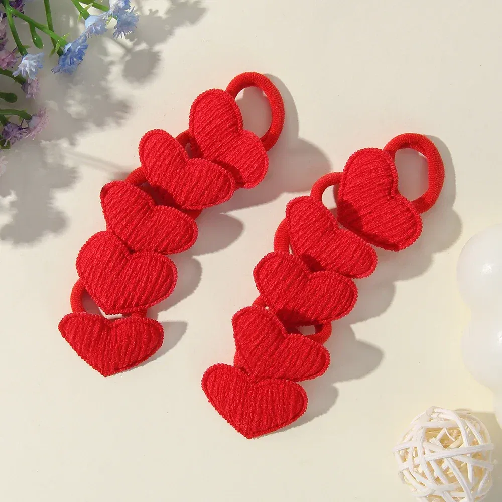 Color: Pink - 10/30Pcs Children Hairbands No Harm Hair Cartoon Towel Rope Ponytail Holder Kids Mini Rubber Band Headwear Girls Halloween Gift