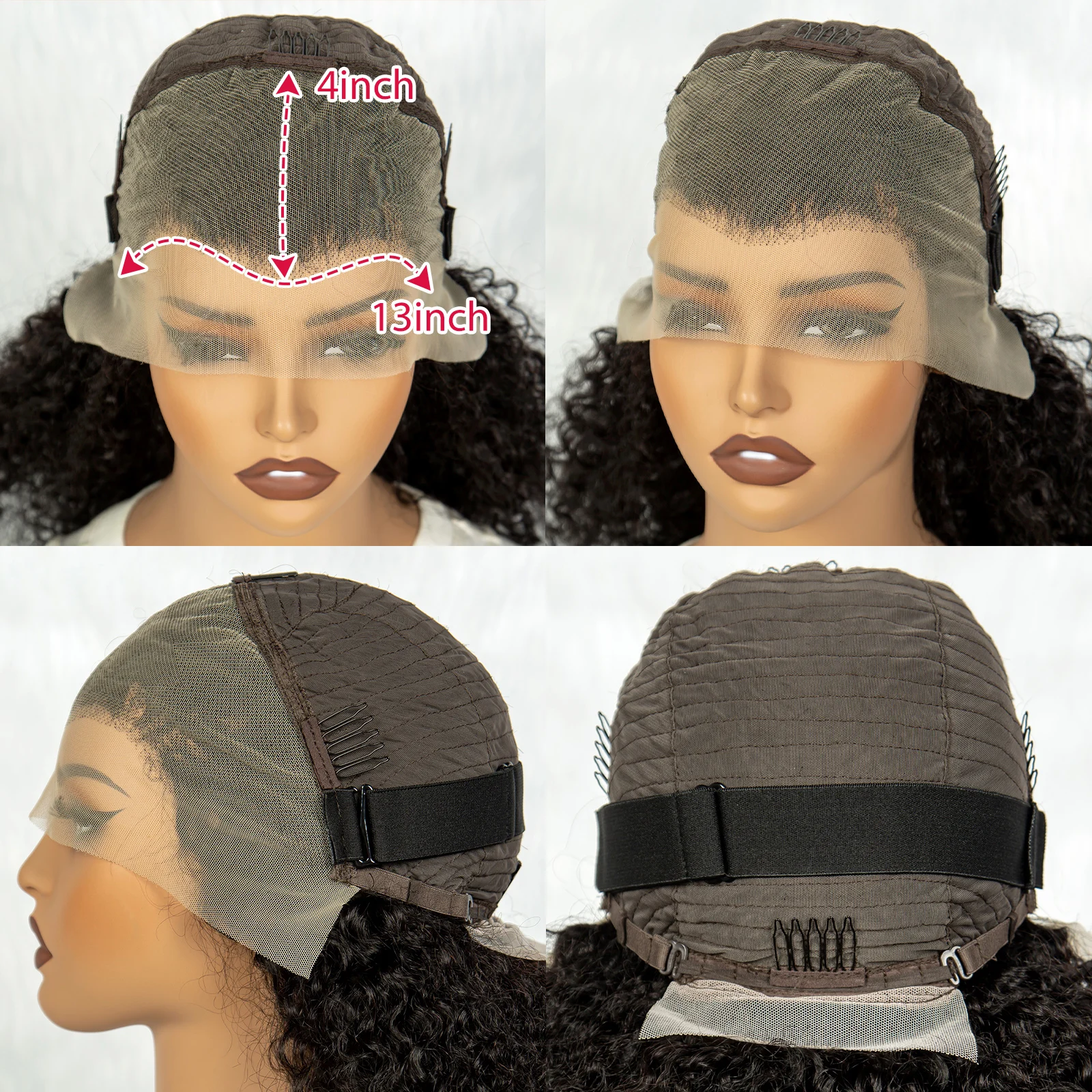Color: #1B, Ships From: CHINA, Stretched Length: 14inches, Density: 300%, Lace Size: 13x4 - 300% Density 12A Double Drawn 13x4 Lace Front Bouncy Curly Human Hair Wigs Natural Burmese Curly Remy Hair Wigs for Black Women