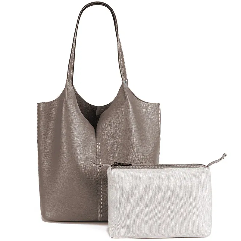 Women's Handbag Made of Top Layer Cowhide, 2025 New Tote Bag with Large Capacity Ladies' Versatile Single Shoulder Bucket Bag