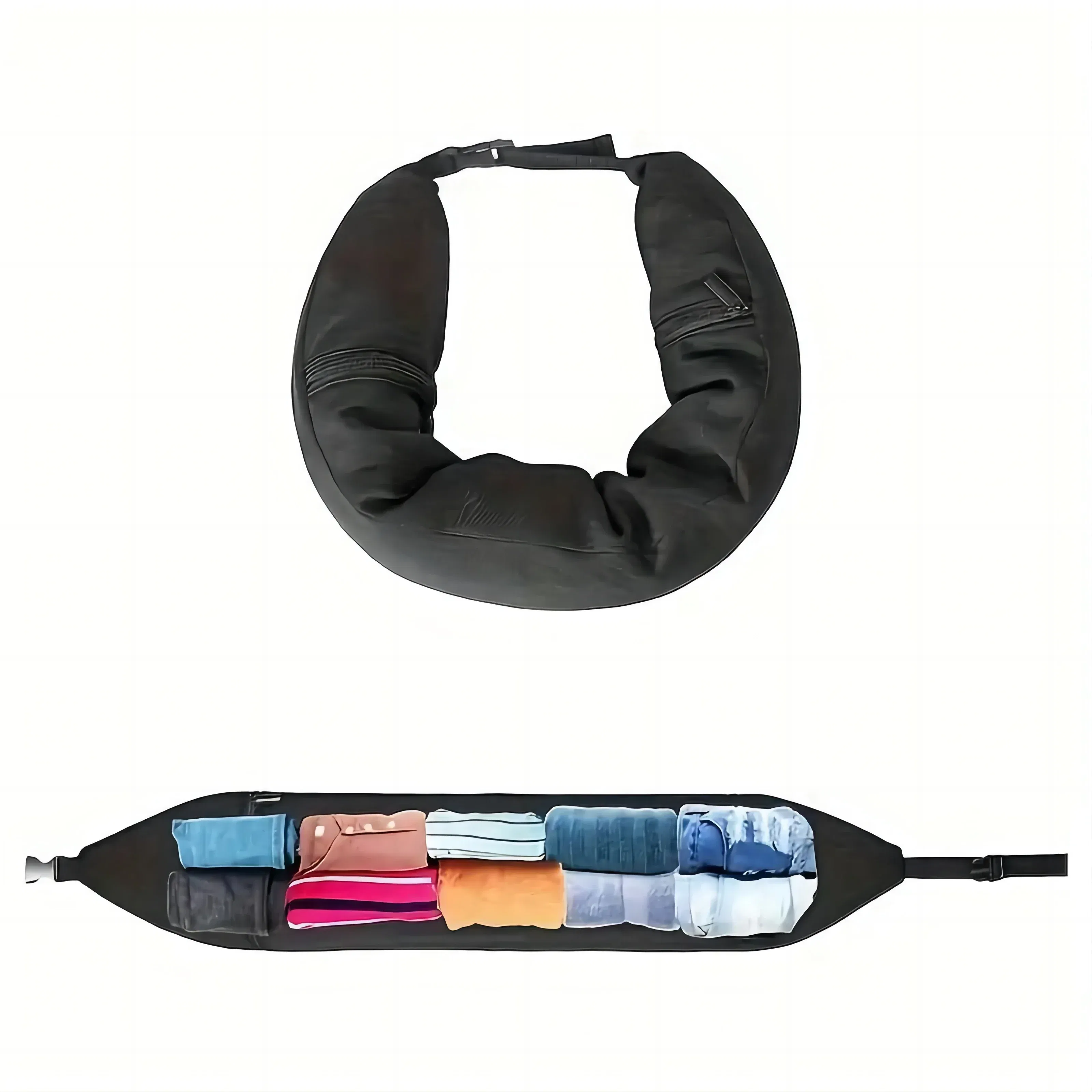 Color: black - Multifunctional Neck Pillow Crossbody Bag, Unisex Student Travel Pack, Convenient, Space-Saving Pillow Bag