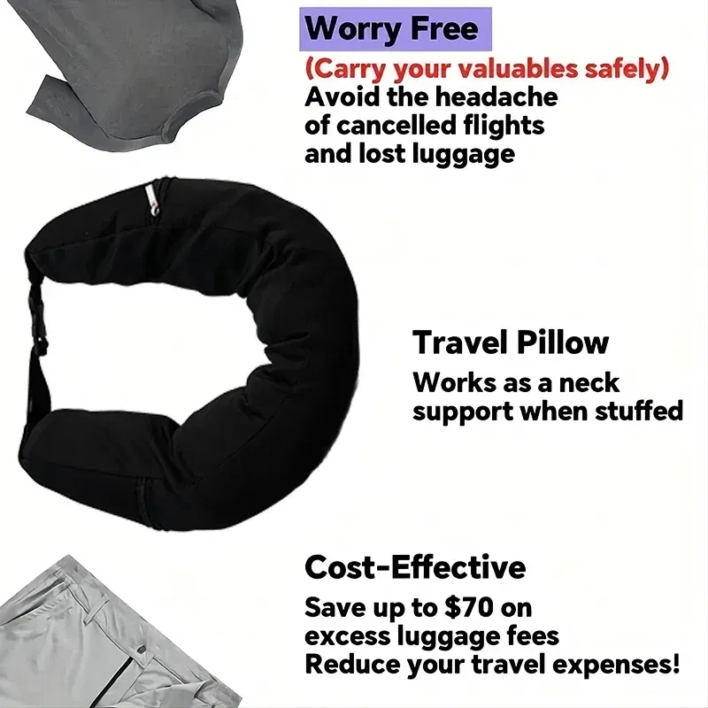 Color: black - Multifunctional Neck Pillow Crossbody Bag, Unisex Student Travel Pack, Convenient, Space-Saving Pillow Bag