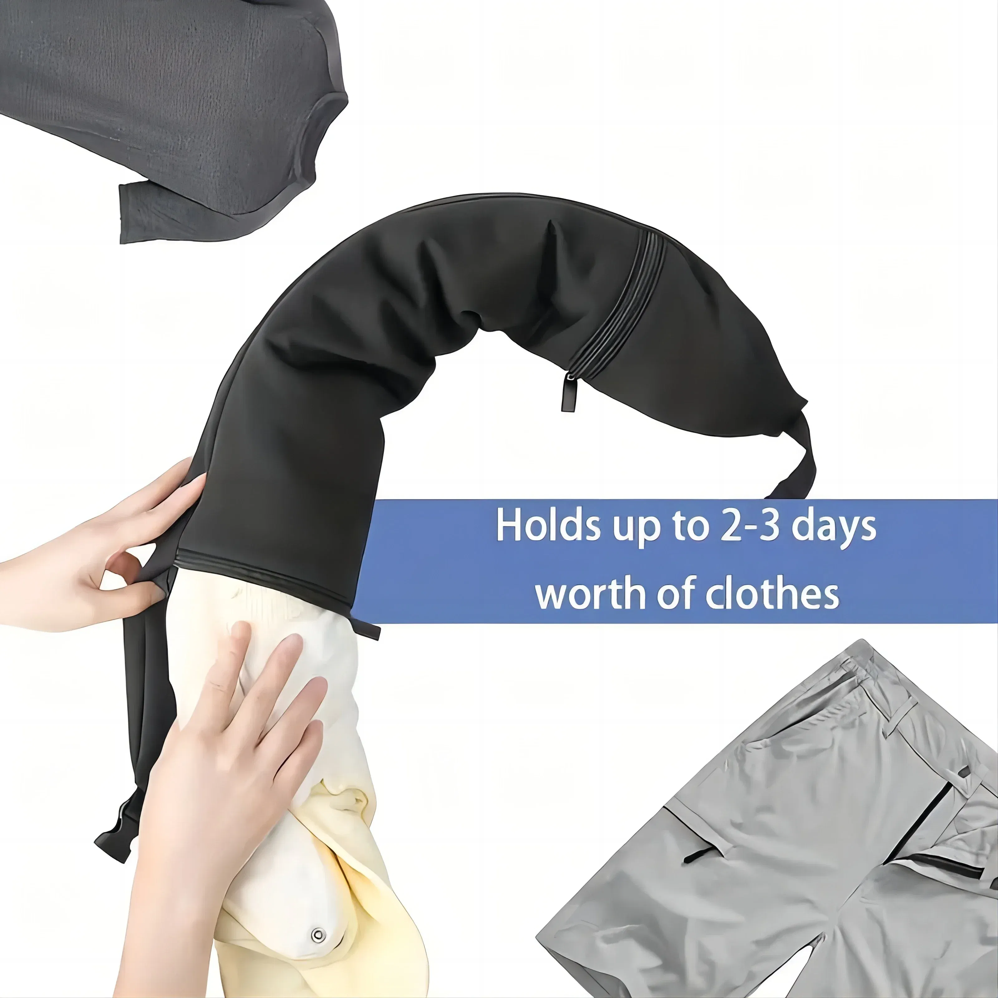 Color: black - Multifunctional Neck Pillow Crossbody Bag, Unisex Student Travel Pack, Convenient, Space-Saving Pillow Bag