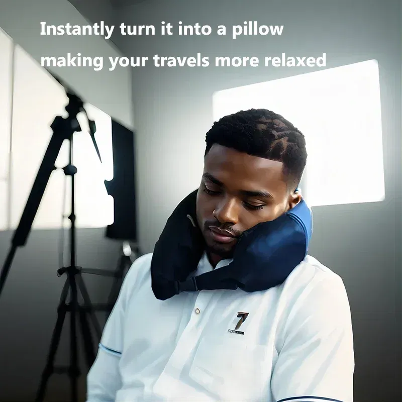 Color: black - Multifunctional Neck Pillow Crossbody Bag, Unisex Student Travel Pack, Convenient, Space-Saving Pillow Bag