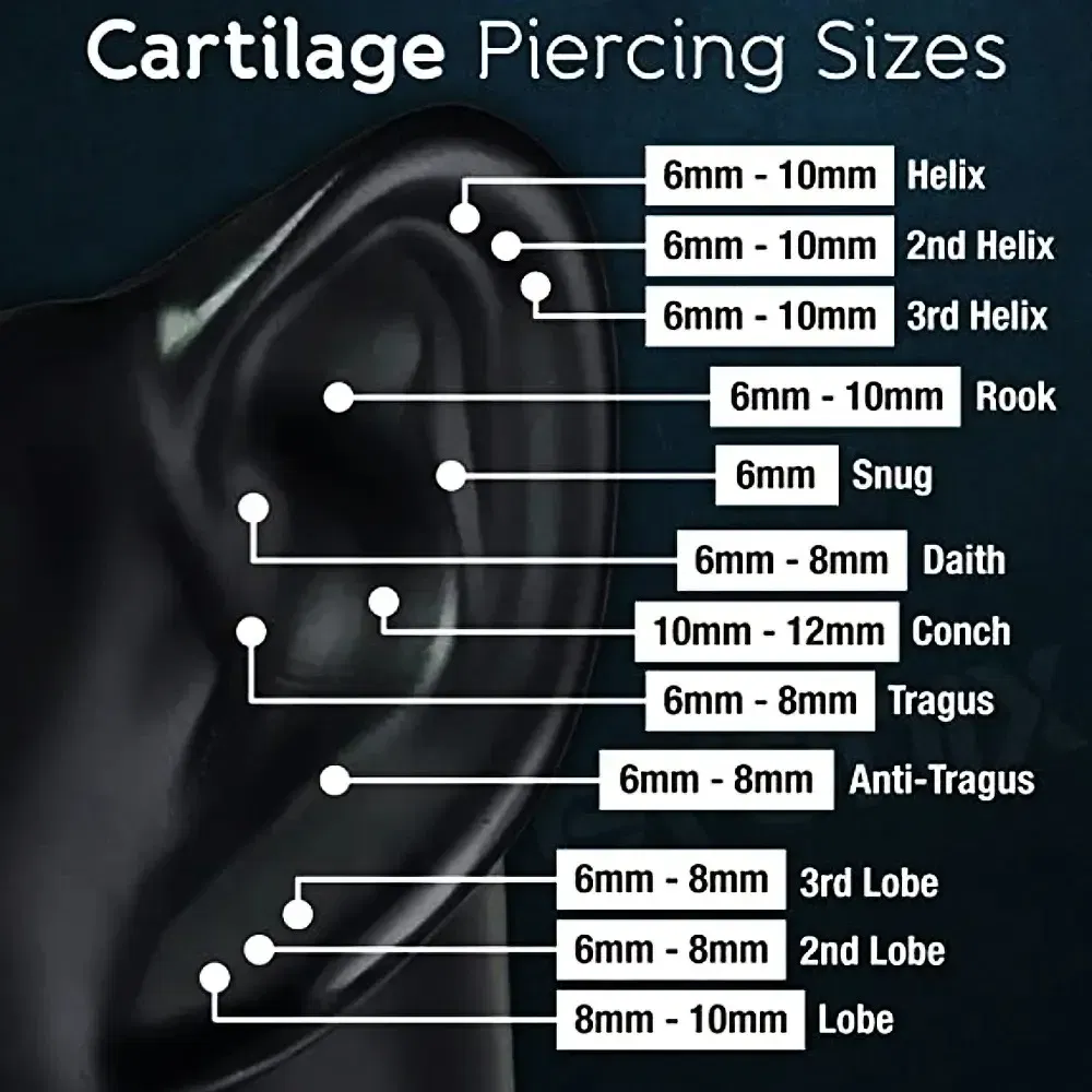 Metal color: Silver Plated, Main Stone Color: black - 16g 1.2mm Coated Crystal Steel Ear Stud Tragus Helix Cartilage 3/4/5mm CZ Ball 6/8/10/12/14mm Bar Barbell Piercing