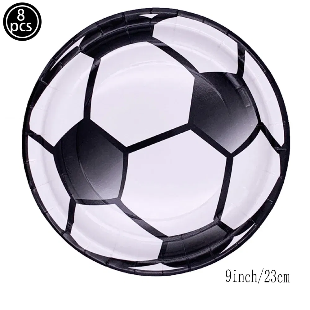 Color: Burgundy - Soccer Birthday Party Decorations Disposable Tableware Paper Plates Cups Napkins Tablecloth Balloon Banner Soccer Party Supplies