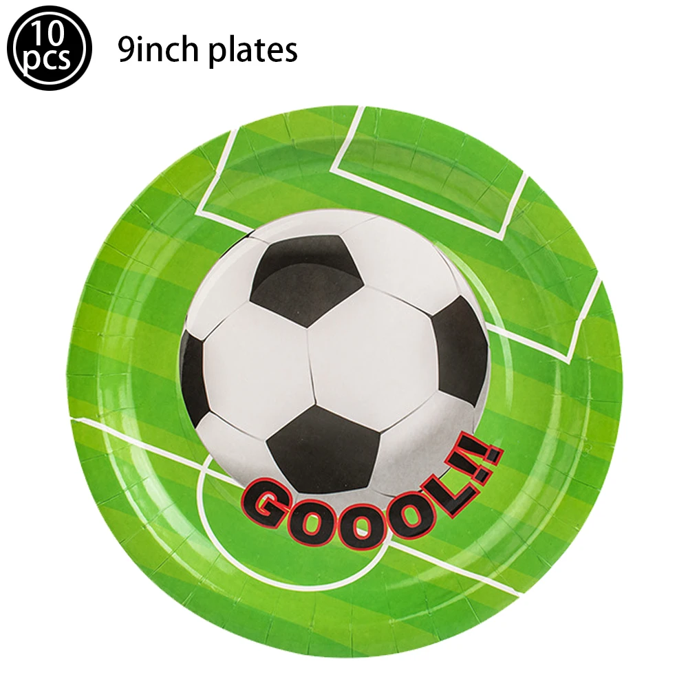 Color: Burgundy - Soccer Birthday Party Decorations Disposable Tableware Paper Plates Cups Napkins Tablecloth Balloon Banner Soccer Party Supplies