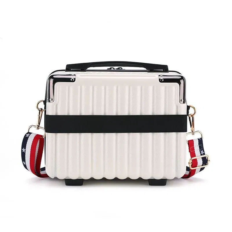 Color: Blue - Mini Luggage Travel Bag Handbag Shoulder Bag Fashion Makeup Case 14 Inch Backpack Multifunctional Portable PC Bags Hand Bags