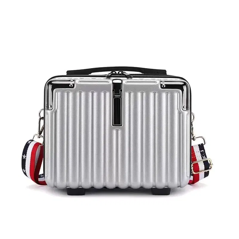 Color: Blue - Mini Luggage Travel Bag Handbag Shoulder Bag Fashion Makeup Case 14 Inch Backpack Multifunctional Portable PC Bags Hand Bags