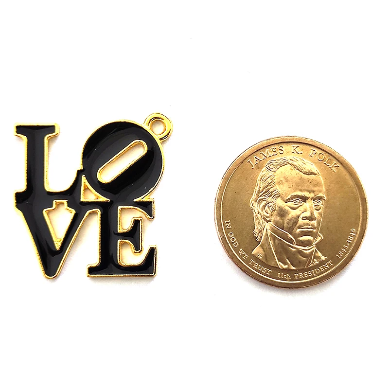 Metal color: SILVER PLATED, Ships From: CHINA - 10pcs Love Letter Charms Drop Oil for Bracelet Bangle Jewelry Making DIY Accessories Wholesale LER031- LER032