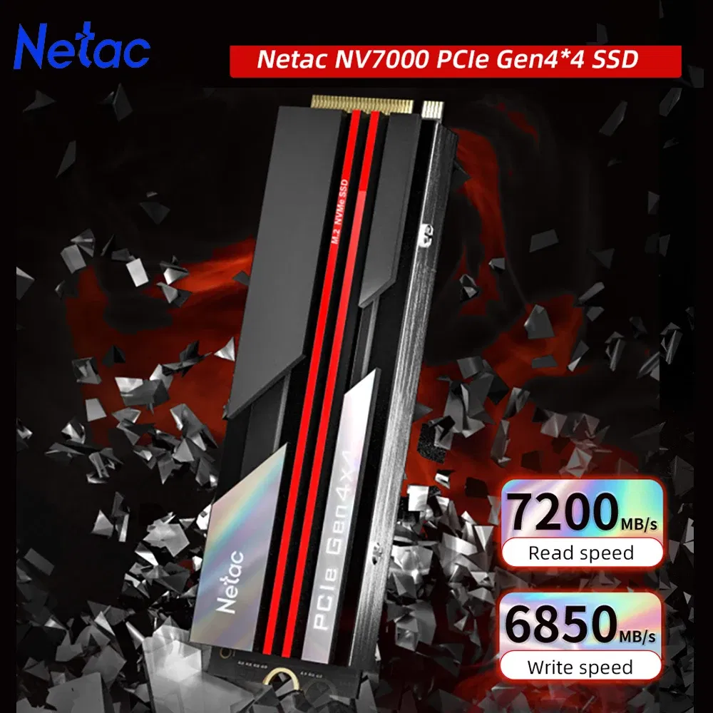 Color: Red, Ships From: CHINA - To 7+ Netac M2 SSD 1tb SSD M.2 NVME Hard Disk PCIe 4.0x4 HD 1TB M2 2280 Internal Solid State Drive with Heat Sink for PC