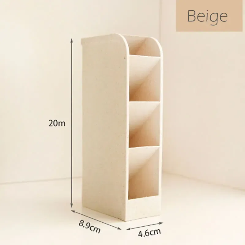 Color: plum - Multi-function 4 Grid Desktop Pen Holder Office School supplies Storage Case eco-friendly wheat straw Desk Pencil Organizer