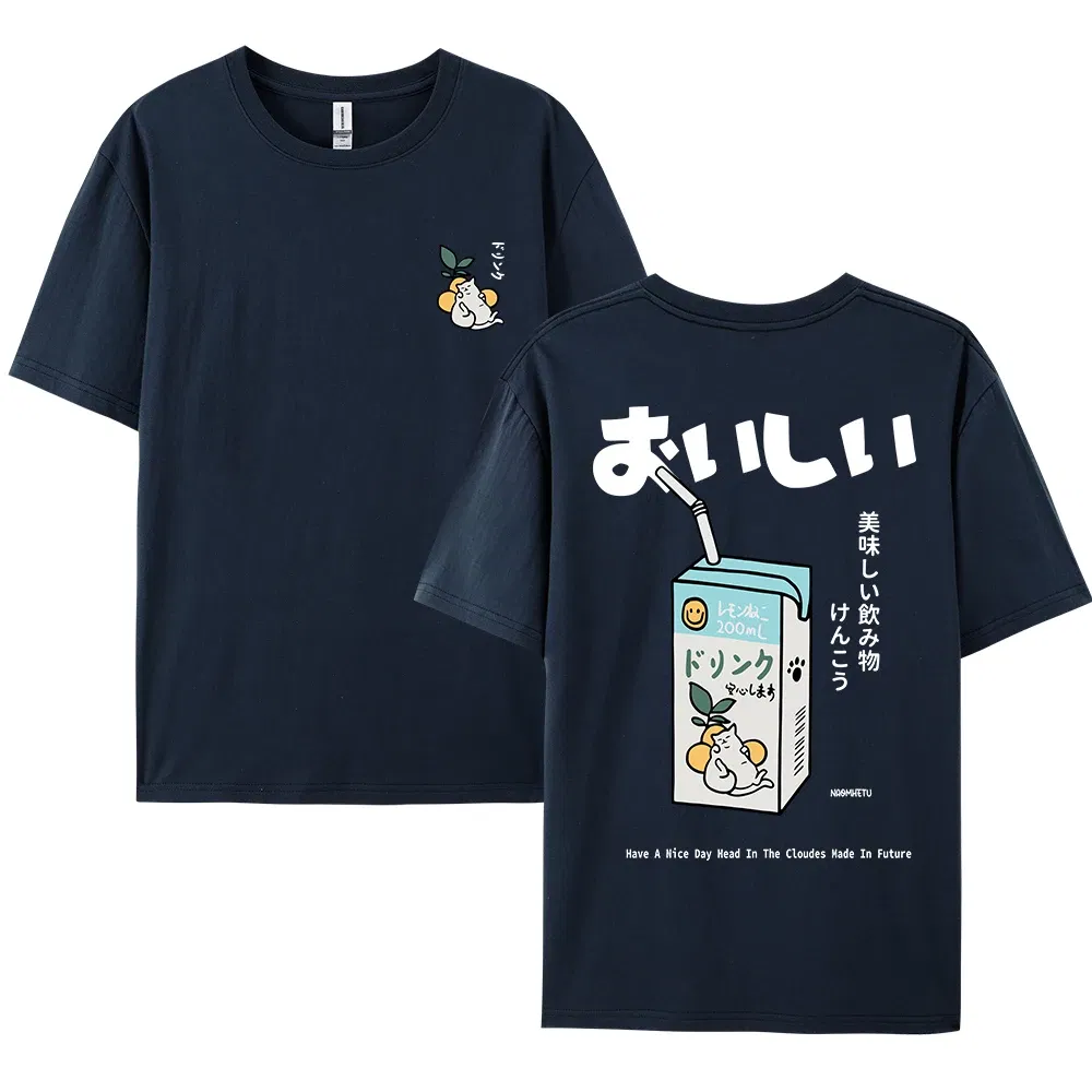 Color: black, Size: S - Cute Japanese Cat Print Oversized T-shirt men Women Short Sleeve Loose Casual Tee Shirt Streetwear Tops Cotton Harajuku Clothing