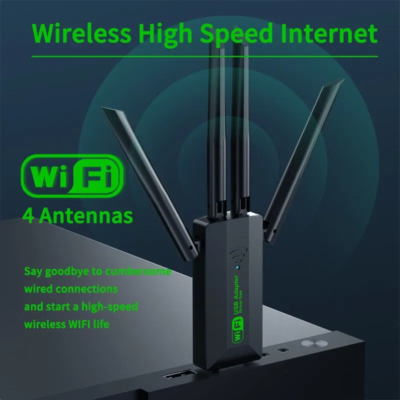 Color: WHITE - 1200Mbps WiFi USB Adapter Dual Band 2.4G+5Ghz Wi-Fi Dongle 4 Antenna 802.11AC USB3.0 High-Speed Wireless Card Receiver PC/Laptop