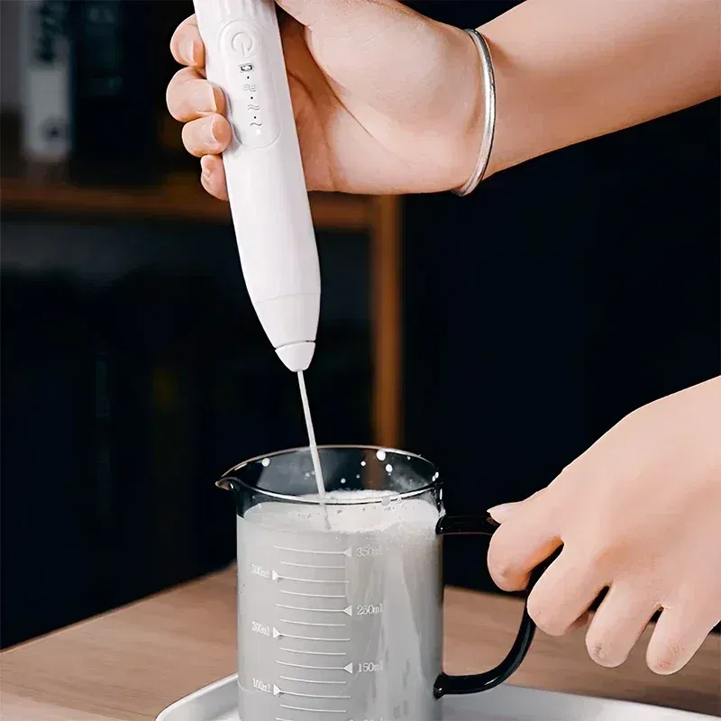 Color: black - 2 in 1 USB Rechargeable Electric Egg Beater Whisk Coffee Mixer Double Heads Milk Frothers  Baking Stirrer Kitchen Gadgets