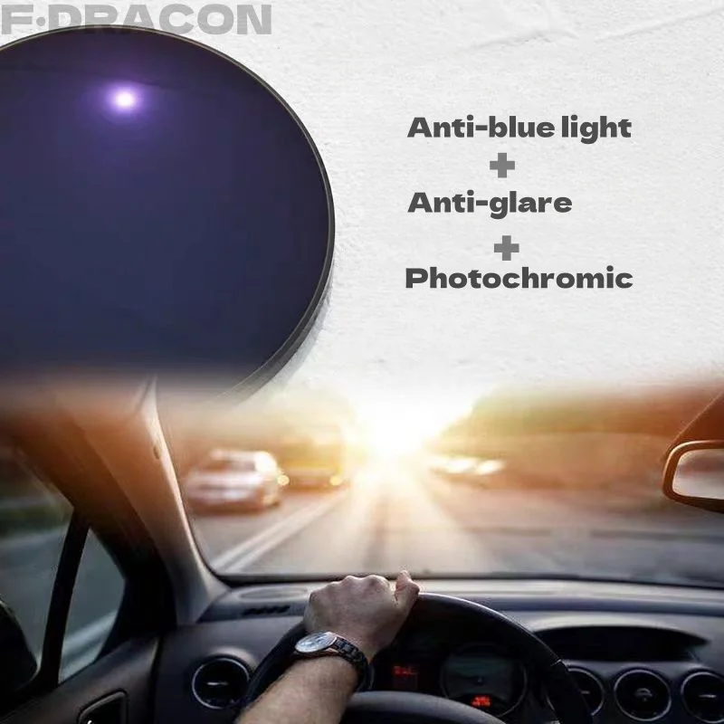 Lenses Color: green, Ships From: CHINA, Lens Index: 1.61 - F?·DRACON Anti-blue light+Anti-glare +Photochromic Lens1.56/1.61 Myopia All-weather Safe Driving Optical Prescription Custom Lens