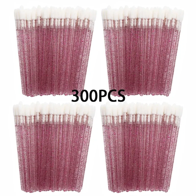 Handle Color: GRAY - 100/300PCS Disposable Lip Brush Makeup Brushes Lipstick Applicator Wands Wholesale Eyelashes Extension Tool Beauty Accessories