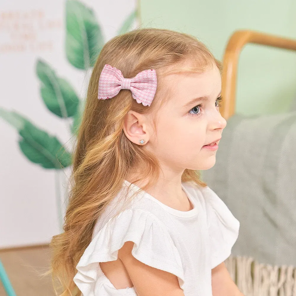 Color: Lemon yellow - 2Pcs/Set Solid Color Kids Bows Hair Clips for Baby Girls Handmade Plaid Bowknot Hairpin Barrettes Photograph Hair Accessories
