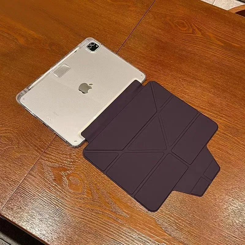 Color: PURPLE, Size: nine - Case Magnetic for iPad Air 11 Cover iPad Air 4 5 10th 10.9 9.7 7th 8th 9th Gen 10.2 3 pro 10.5 11 With Y-Shaped Fold Clasp Funda