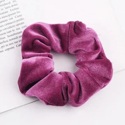 Color: GRAY - New Fashion gold velvet Women Pure color wild Large intestine Elastic Hair Sports Dance Scrunchie Girls Hair Accessories
