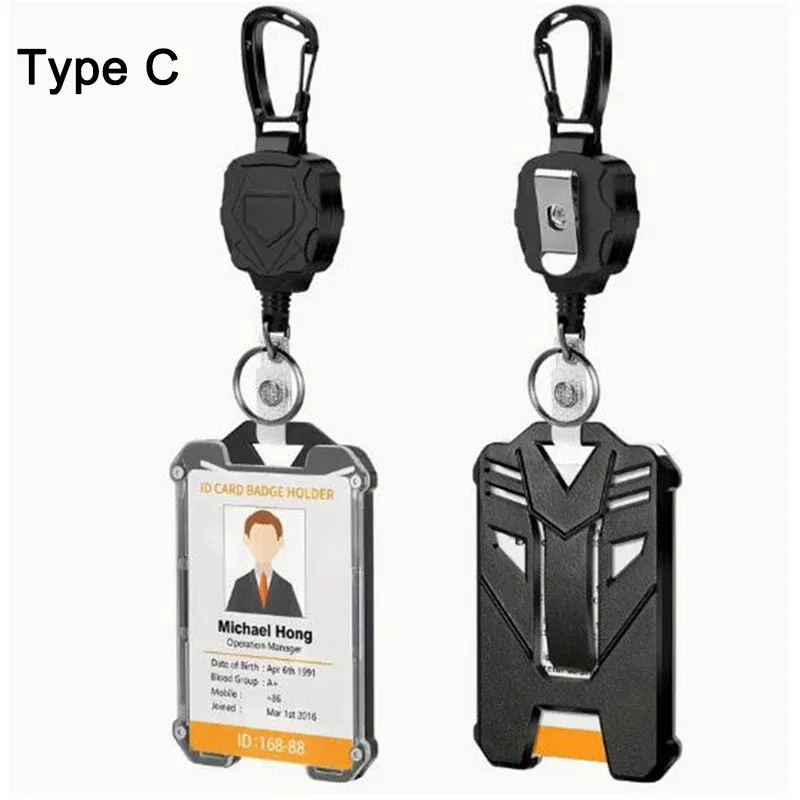 Color: Blue - ID Card Holder Bus Card Cover Case Badge Reel Clip Badge Clip Heavy Duty Badge Clip Retractable Badge Holder ID Badge Holder