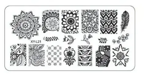 Color: MULTI - Kimcci Nail Stamping Plates Flamingo Nail Template Mandala Maple Leaf Stamp Nail Art Stamp Image Template Manicure Stencil Tools