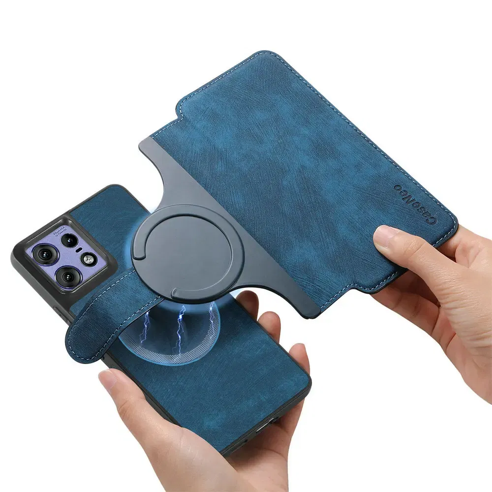 Color: Blue, Material: Leather - Edge 50 60 Fusion 5G Flip Case For Motorola Edge 60 Pro 2In1 Detachable Leather Wallet Funda Moto Edge 50 Neo 60 Pro S50 Cover