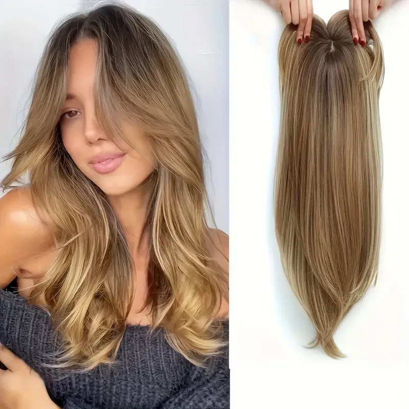 Color: P1B/27, Stretched Length: 22inches - [22 Inch Straight Wig Block] Elegant 22 Inch Women's Straight Synthetic Wig Block, High Temperature Fiber, Light Brown to Black