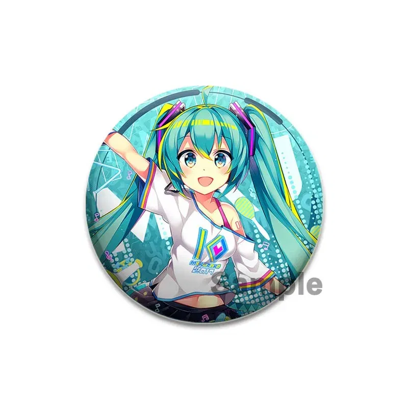 Color: plum, Size: M - 58/44/32mm Miku Anime Round Pins Cartoon Badges Cosplay Handmade Tinplate Brooch on Backpack Clothes Chest Ornament Gifts