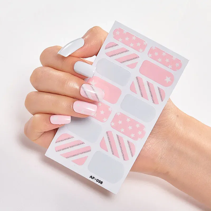 Color: Blue White - Designer Nail Decals Sticker For Nails Foil Nail Art Stickers 2020 Fashion Nail Minimalist Design Minimalist Design