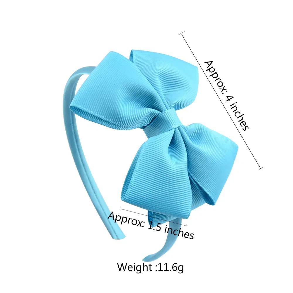 Color: Gold - 1 Piece Ribbon Handmade Hair Bows Hairbands for Baby Girls 20 Colors Cute Bowknot Solid Headband Headwear Baby Hair Accessories