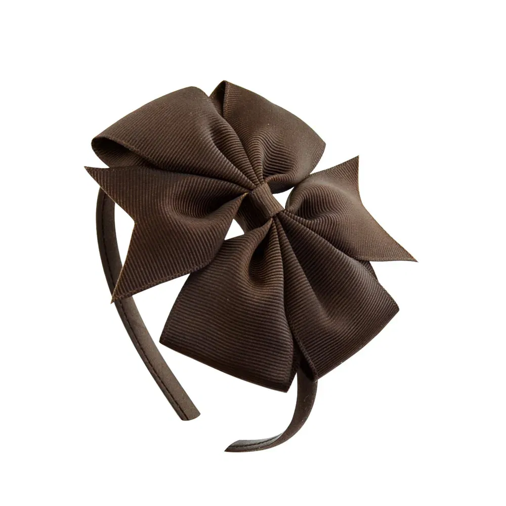 Color: Gold - 1 Piece Ribbon Handmade Hair Bows Hairbands for Baby Girls 20 Colors Cute Bowknot Solid Headband Headwear Baby Hair Accessories