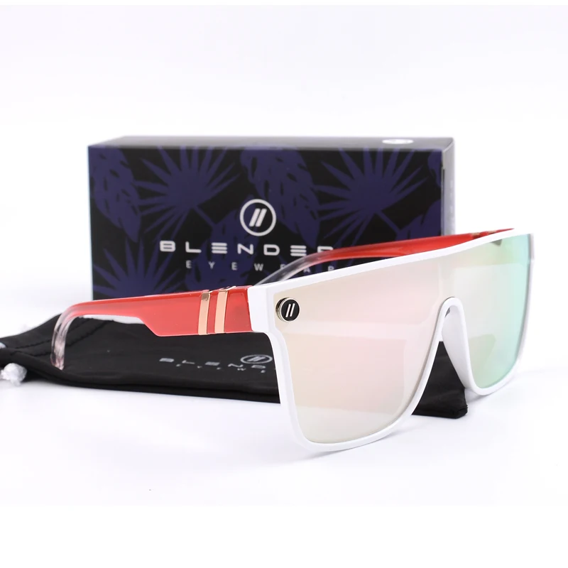Lenses Color: black - Mixed blue mirror UV protection lens Men's sunglasses Retro fashion Square Blender Men's sunglasses 68009: With box