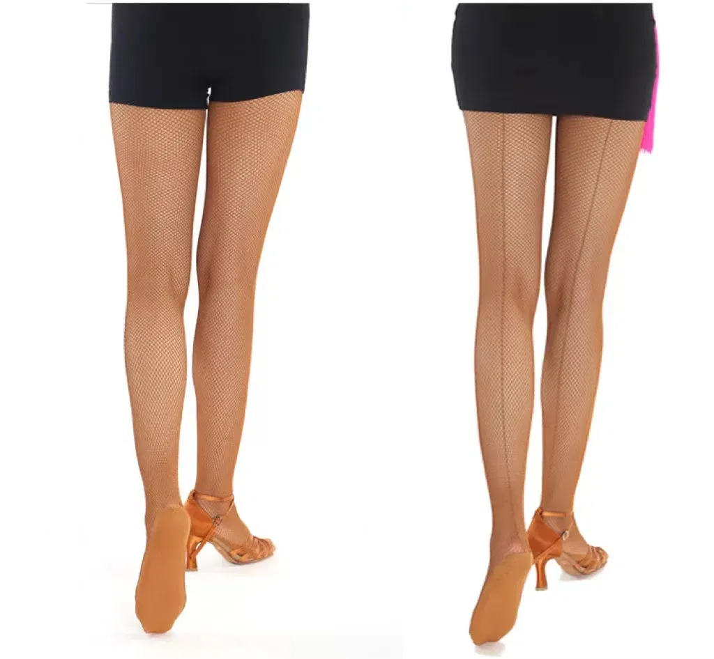 Color: Blue, Size: M - Professional Hard Mesh Tights Latin Dance Fishnet Stockings Competition Special Pantyhose Sole Non Slip Bone Line Oxford Socks
