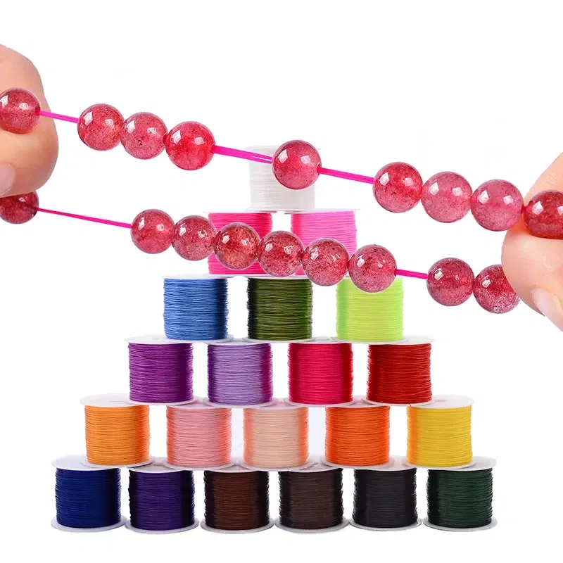 Color: Gold, Size: S - DIY Fishing Lines Elastic Crystal Beading String Stretchable Thread For Bracelet Necklace Nylon Rubber Jewelry Making Supplies