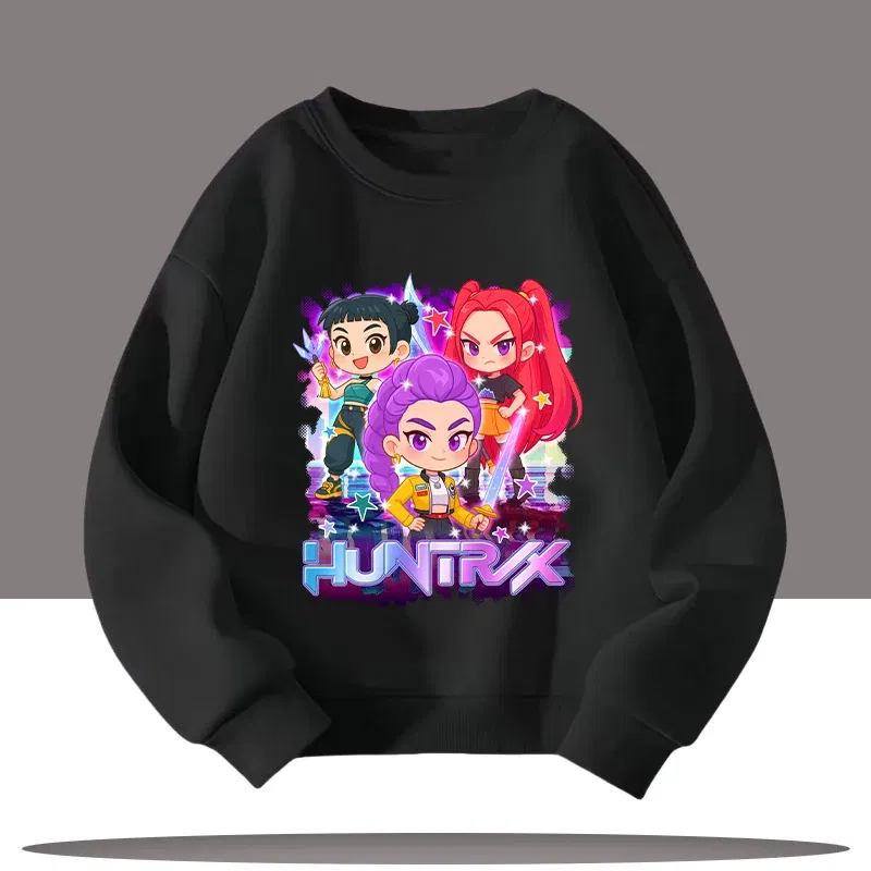 Color: WHITE, Kid Size: 9 - K-pop Demon Hunters New Children's Round-neck Sports Shirt with Cartoon Print - 3-12 Years Old Cute Girl Casual Top