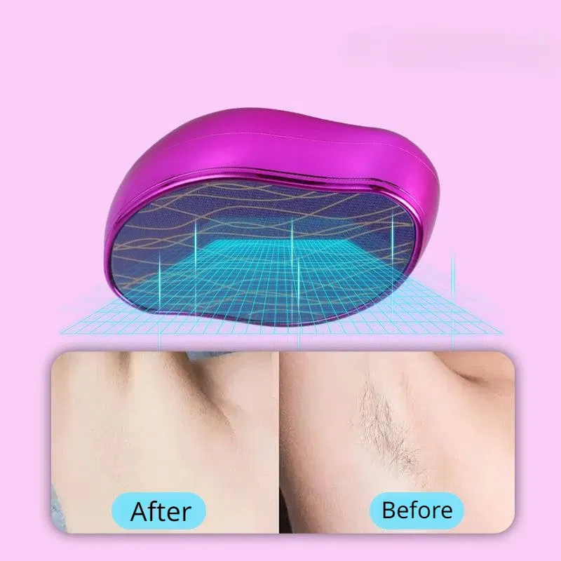 Color: Black - Hot Crystal Physical Hair Removal Eraser Glass Hair Remover Painless Epilator Easy Cleaning Reusable Body Care Depilation Tool