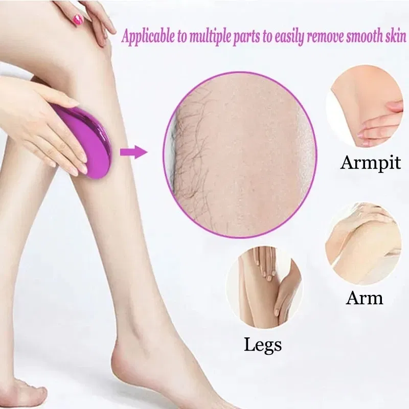 Color: Black - Hot Crystal Physical Hair Removal Eraser Glass Hair Remover Painless Epilator Easy Cleaning Reusable Body Care Depilation Tool