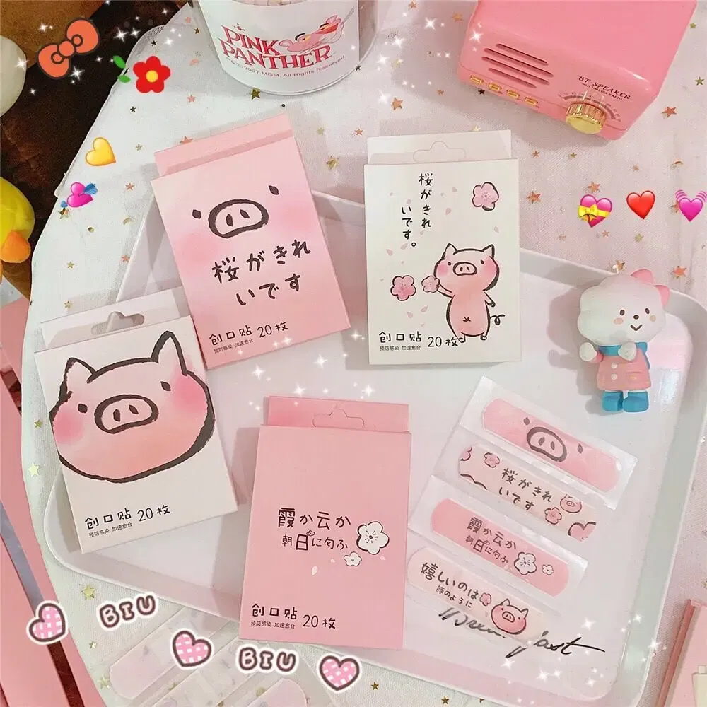 Color: WHITE - 20pcs/lot Kawaii Cartoon Dinosaur Pattern Self-adhesive Band Aid Hemostasis Bandages Dressing Patches Tape Plaster for Children