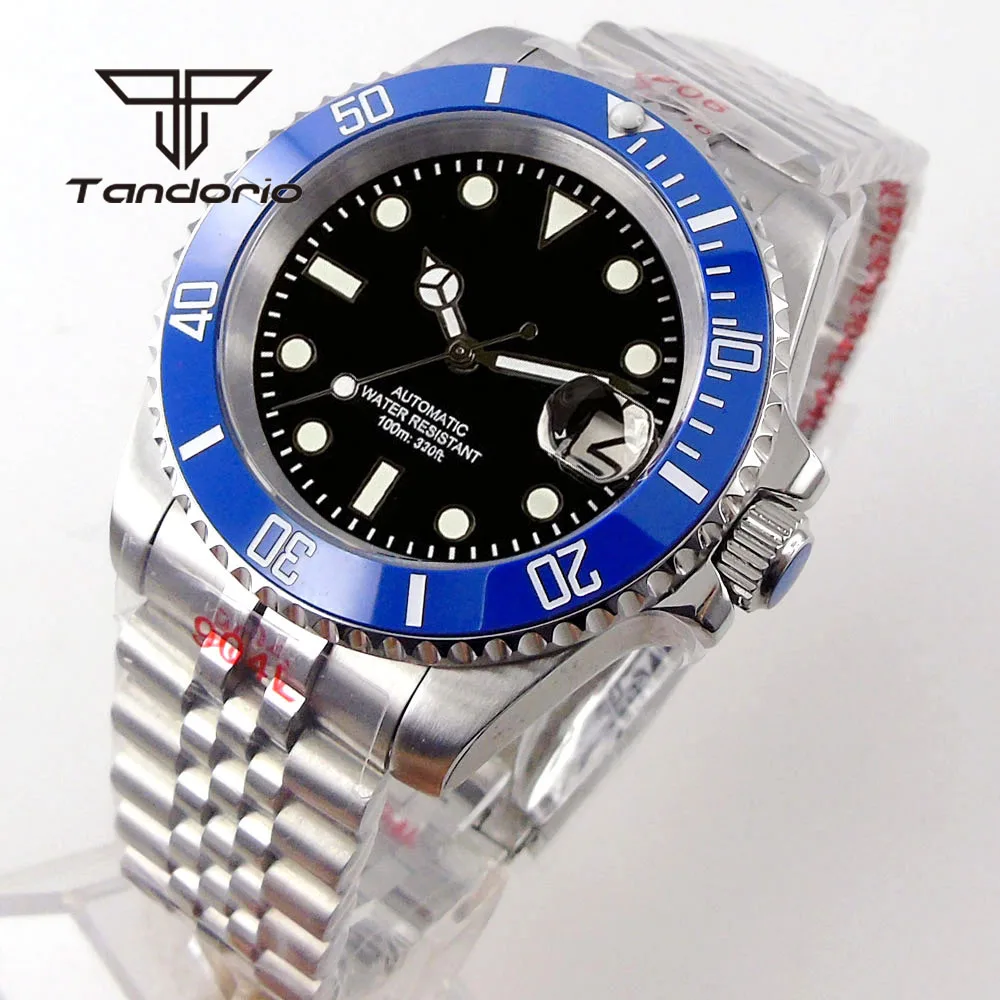 Color: Brown - Tandorio NH35A Date Stainless Steel 40mm Dive Automatic Men Watch Sapphire Crystal Rotating Bezel Luminous Mechanical Wristwatch