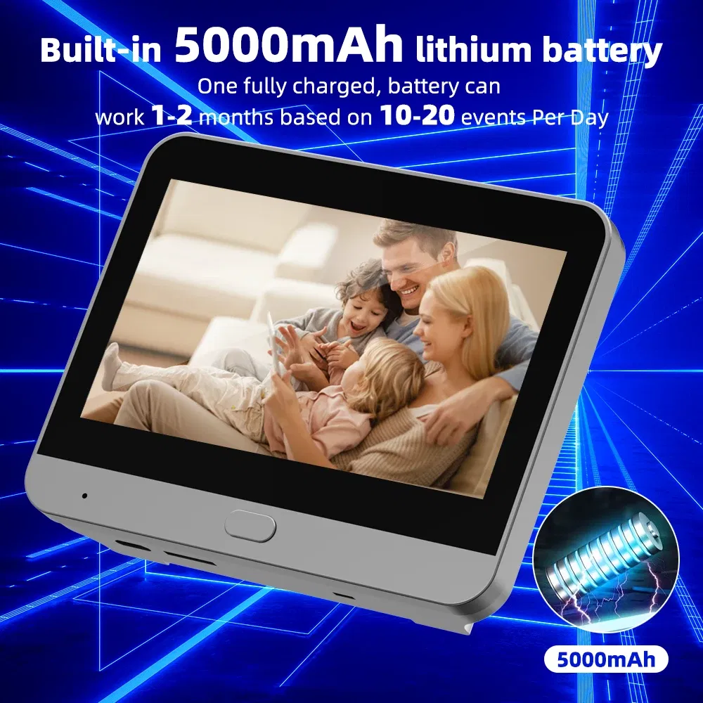 Color: Yellow, Ships From: CHINA - New! 3MP Tuya Smart Life APP Home Battery WiFi Video Digital Door Peephole Viewer PIR IR Door Bell Magic Eye FHD Camera Alexa