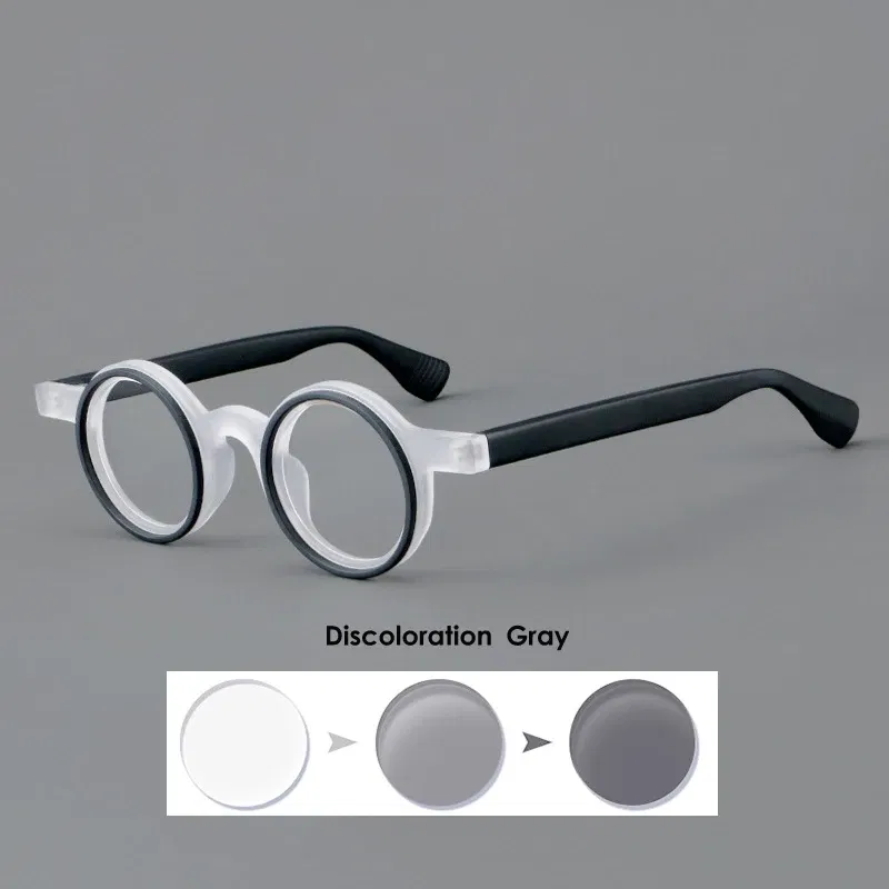 Frame Color: Blue, Eye Prescription: +325 - VCKA Round Acetate Photochromic Reading Glasses Frame Men Prescription Anti-blue Eyeglasses Women Custom Eyewear +0.50 to+6.0